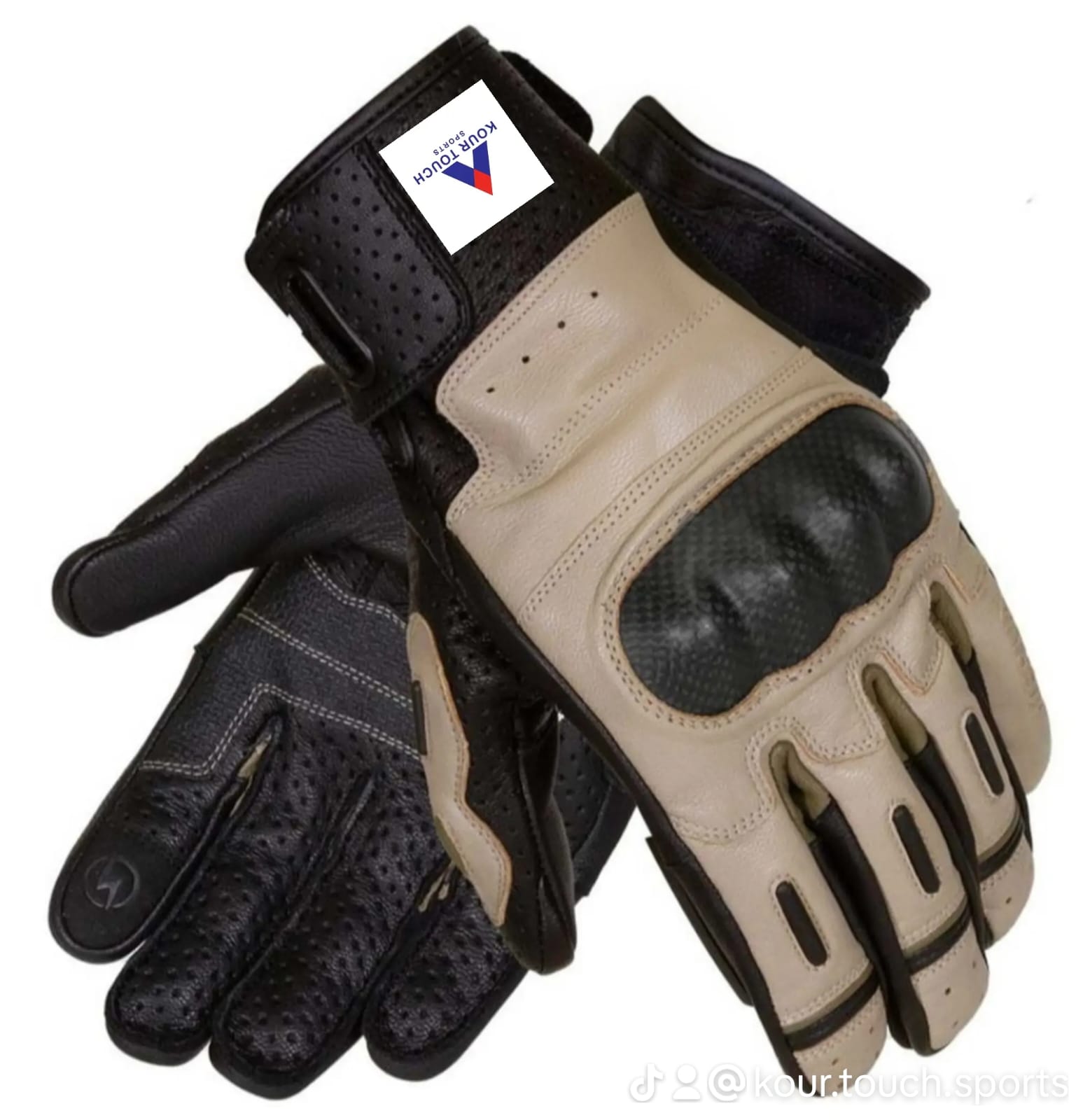 Tan and Black Adventure Riding Gloves